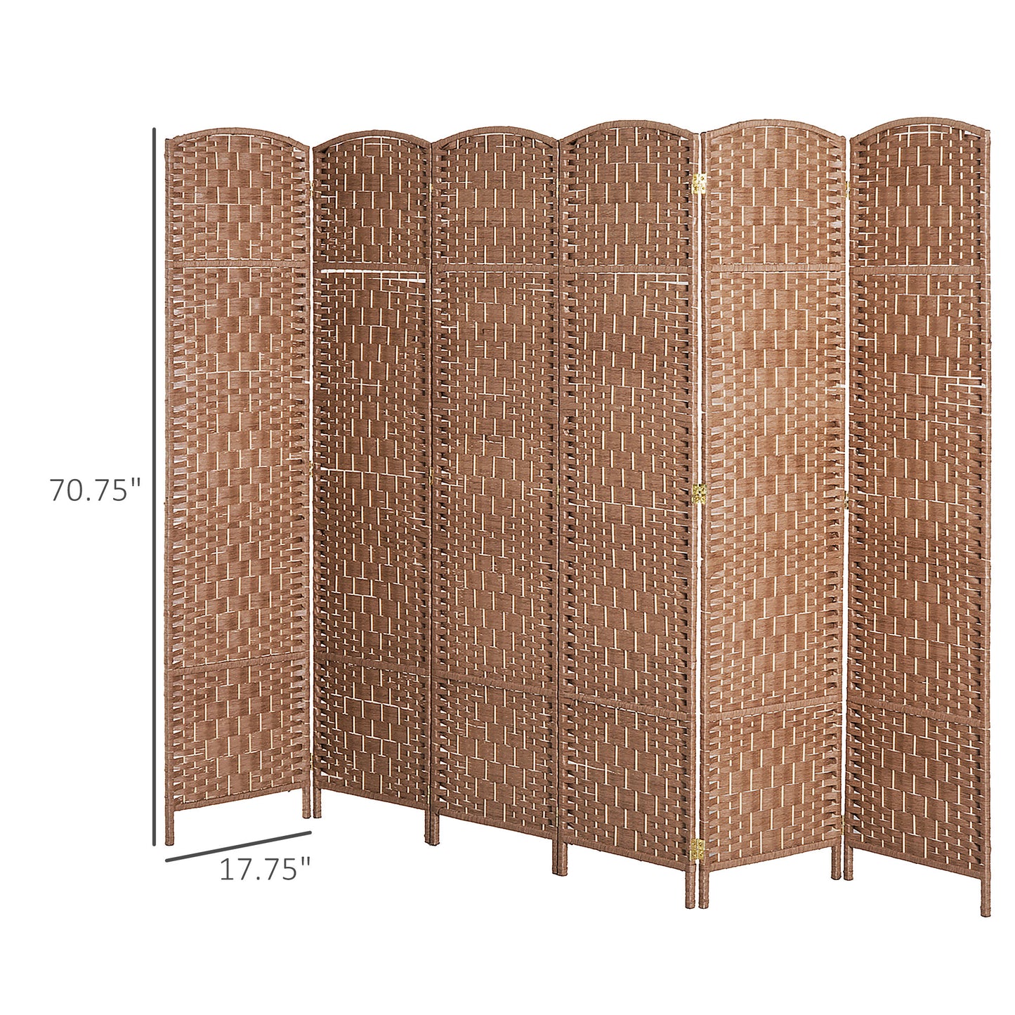 US Local 6 Panel Wicker Room Divider 6' Tall Privacy Screen Natural