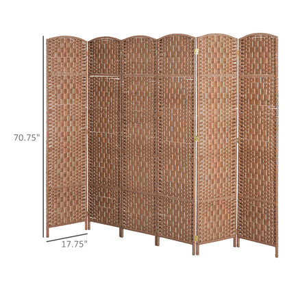 US Local 6 Panel Wicker Room Divider 6' Tall Privacy Screen Natural