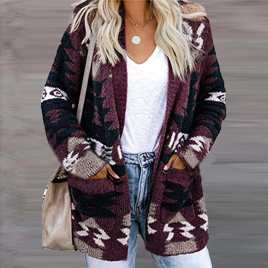 Loose Halloween Sweater Christmas Printed Knitted Cardigan