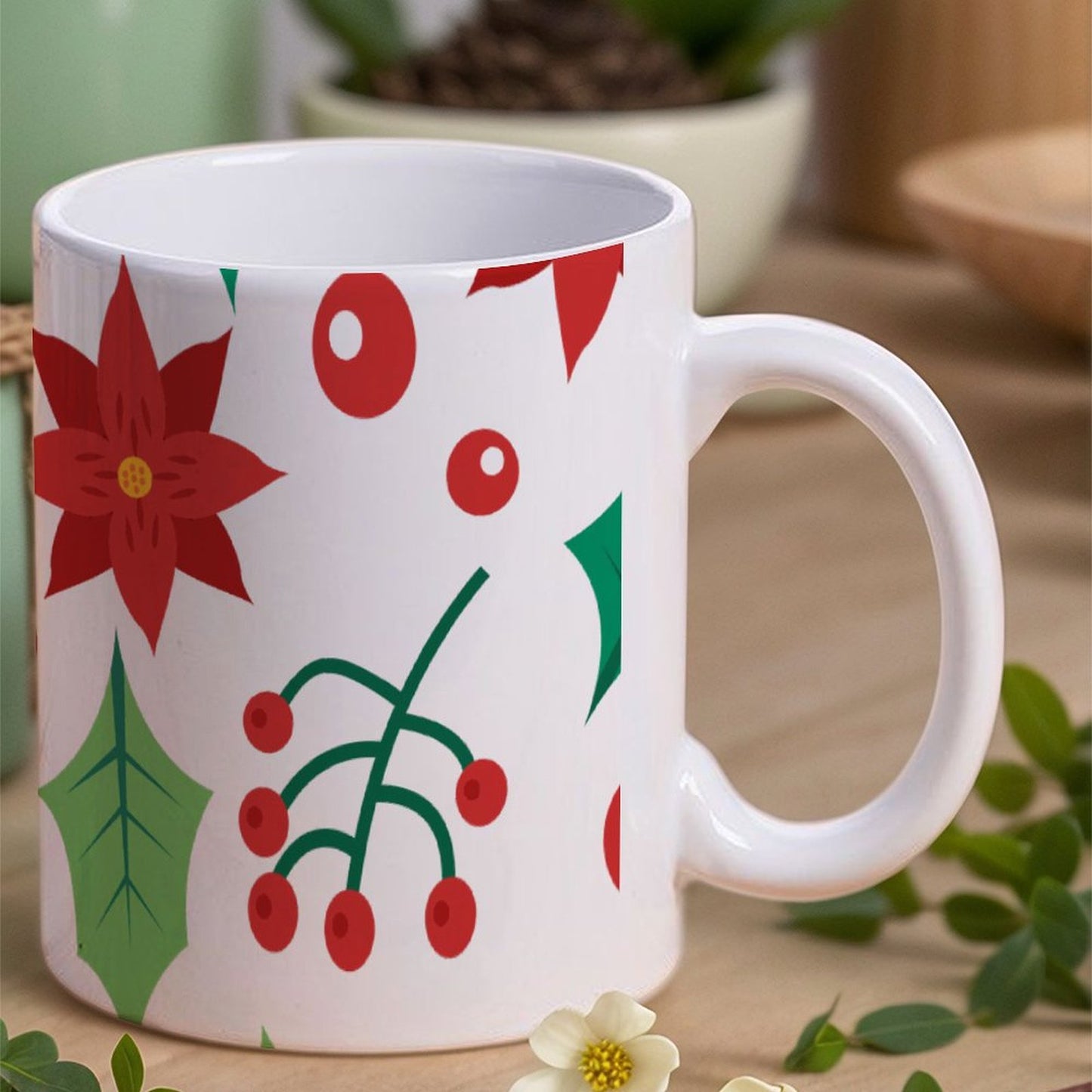 POD US Local White mug with full print, Christmas Red Green 0054