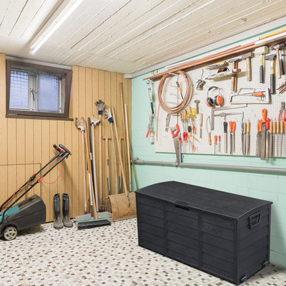 US Local Pure Black Courtyard Storage Box With Two Wheels