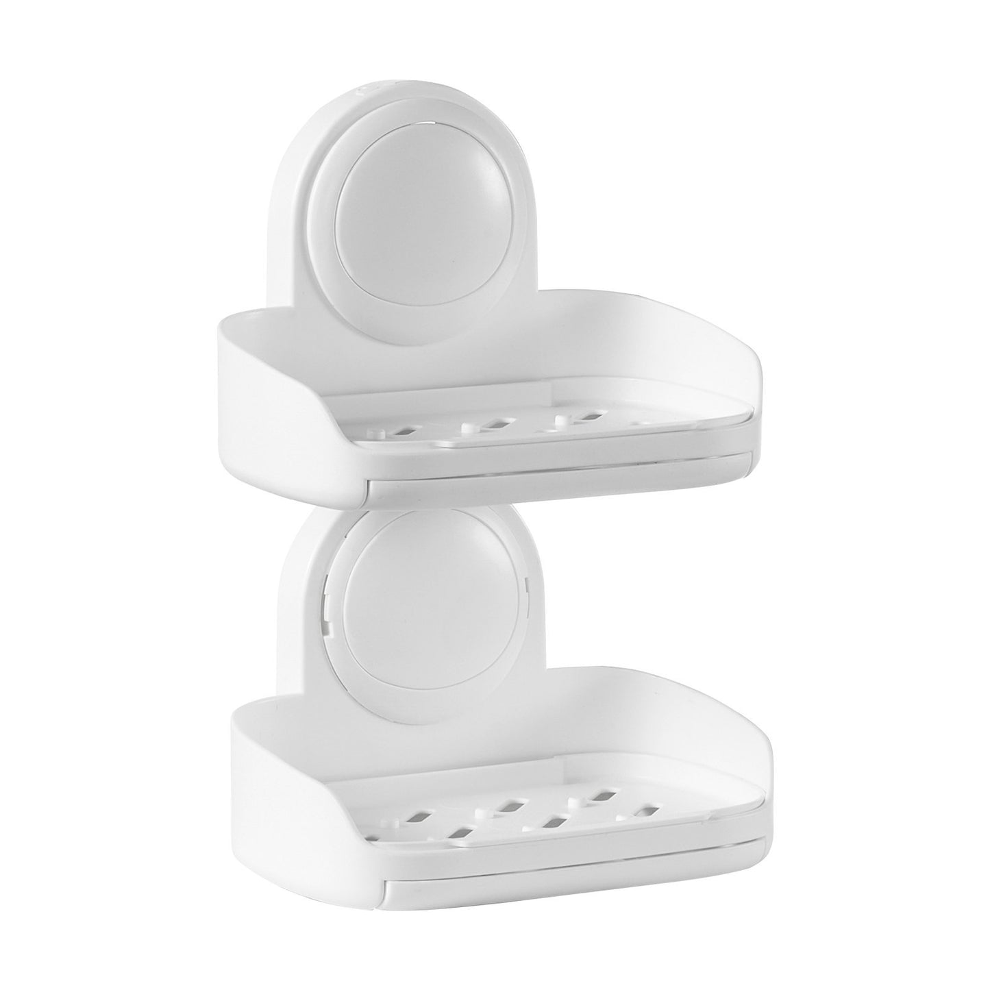 US Local Suction Cup Soap Dish With Double Layer Holder With Drain Tray For Shower