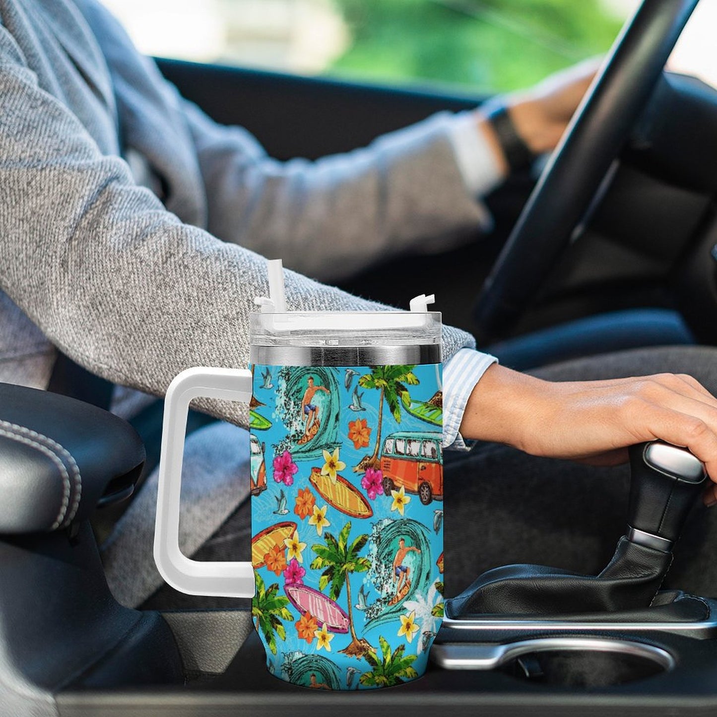 PHDT00102 POD US Local Tumbler 40 oz Large Capacity Car Cup Summer, Surfing