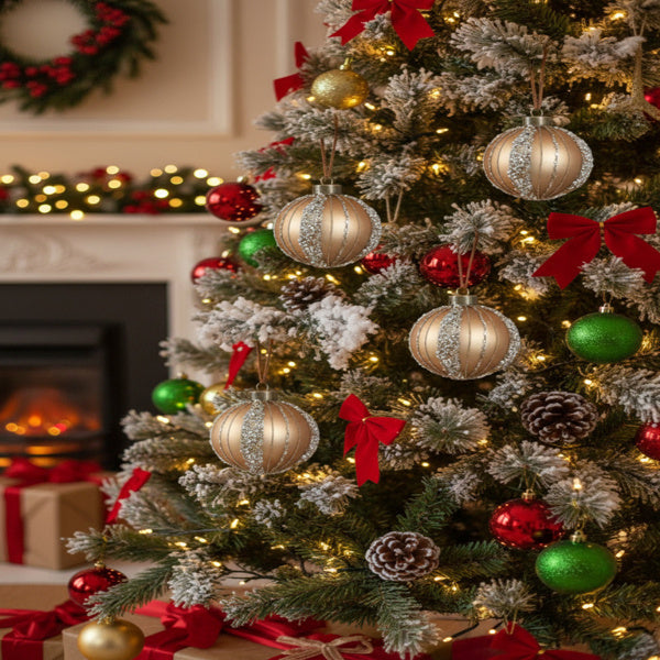 US Local 4PCS Set Christmas Glass Ball Ornaments Holiday Tree Hanging Decorations Party Decor Supplies FBA Shipment