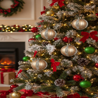 US Local 4PCS Set Christmas Glass Ball Ornaments Holiday Tree Hanging Decorations Party Decor Supplies FBA Shipment