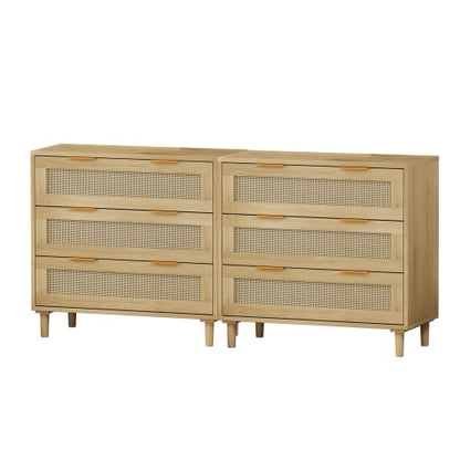 US Local 3 Drawers Rattan Locker Rattan Drawer - 2 Piece Set