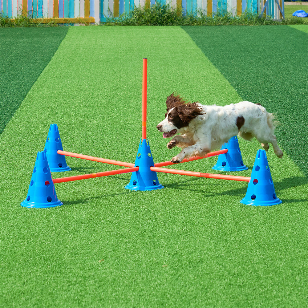 US Local VEVOR Dog Agility Hurdle Cone Set 6 PCS Kit-12 XCones 6 XAgility Rods With Bag