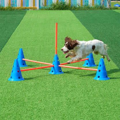 US Local VEVOR Dog Agility Hurdle Cone Set 6 PCS Kit-12 XCones 6 XAgility Rods With Bag