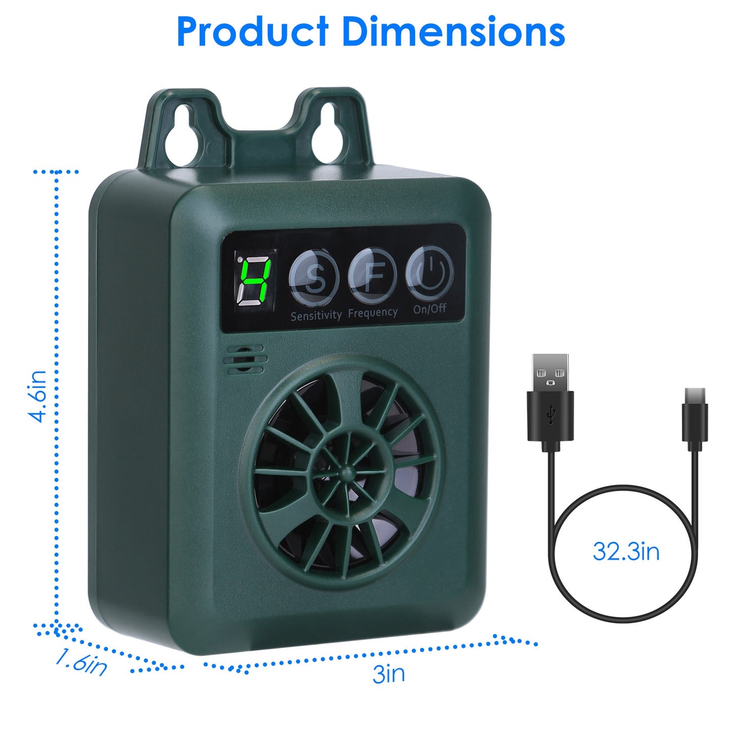 US Local 1Pc Anti-barking Device 49.2Feet Sensing Ultrasonic Bark Deterrent With 4 Frequency Levels 4 Sensitivity Levels Indoor Outdoor Dog Bark Control