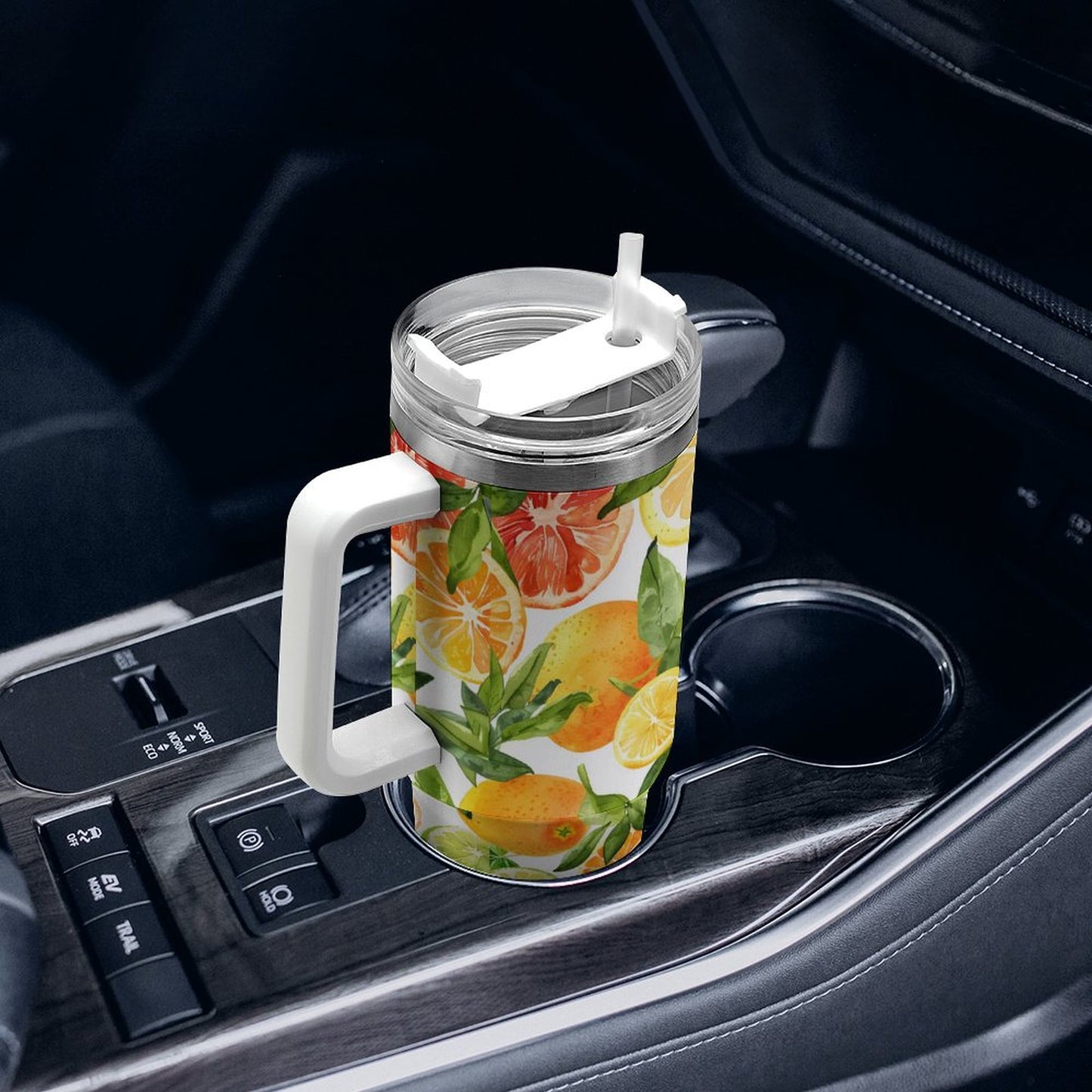 PHDT00526 POD US Local Tumbler 40oz Large Capacity Car Cup Fruits, Oranges Yellow