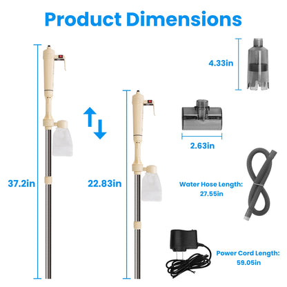 US Local 1 Set Multifunctional Electric Aquarium Gravel Cleaner Kit Length Adjustable Automatic Fish Tank Vacuum Cleaner Change Water Wash Sand Filter Dirt Removal