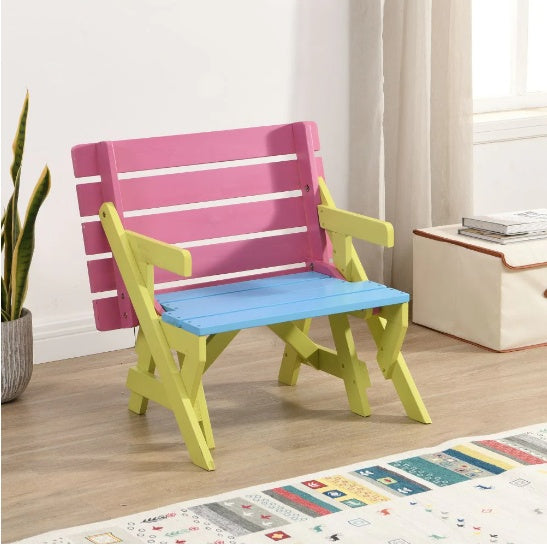 US Local KID'S MULTI-FUNCTIONAL ARM CHAIR,TABLE 2 BENCHES