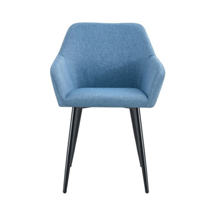 US Local Leisure Modern Living Dining Room Accent Arm Chairs Club Guest With Strong Black Metal Legs, Set Of 2, TEDDY Fabric Beige