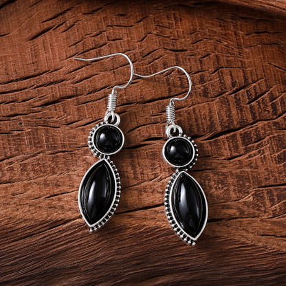 Vintage Gemstone Pendant Earrings Bohemian Niche