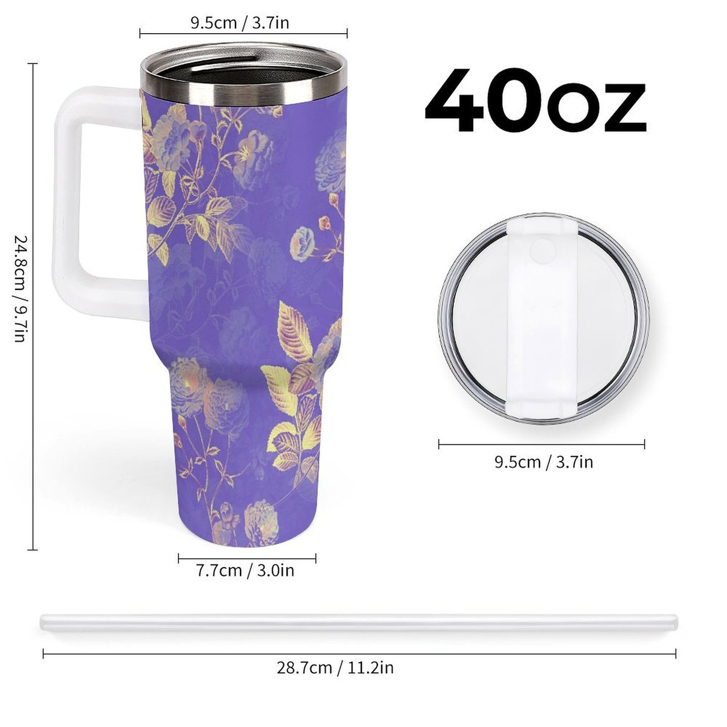 PHDT00119 POD US Local Tumbler 40 oz Large Capacity Car Cup Flowers