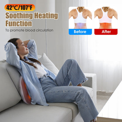 US Local 1Pc Shiatsu Back And Waist Massager With Heat Cordless Rechargeable Kneading Lower Back Massage Pillow Portable Lumbar Massager For Home Car Office