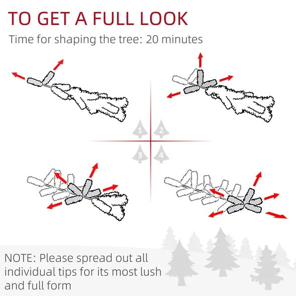 US Local 7 Ft Snow Flocked Artificial Christmas Tree With 1401 Tips, Foldable Metal Stand, Easy Assembly, Hinged Xmas Tree For Home, Office, Holiday, Green