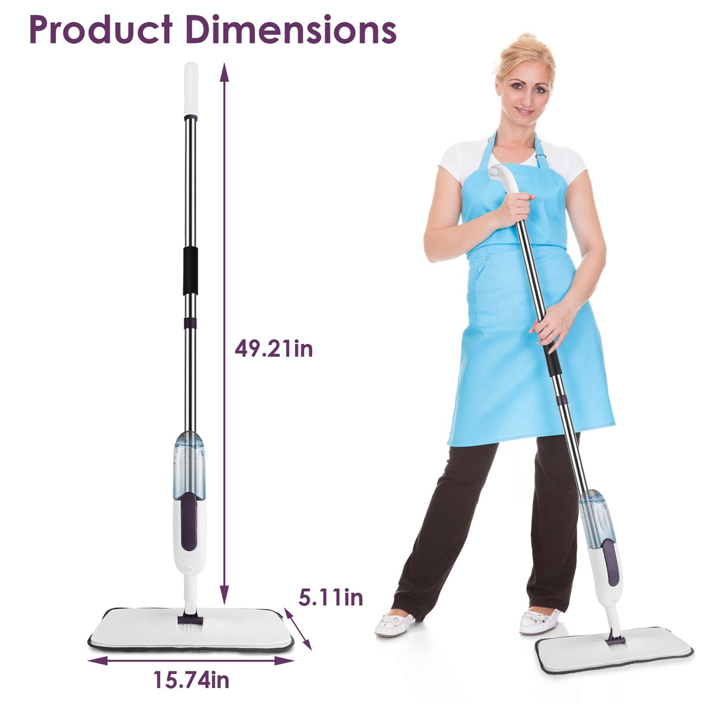 US Local 1Set Spray Mop With 3 Machine Washable Microfiber Pads 12OZ Refillable Water Bottle Wet Dry Use Microfiber Mop For Hardwood Ceramic Tiles Laminate Floor Cleaning Commercial Home Use