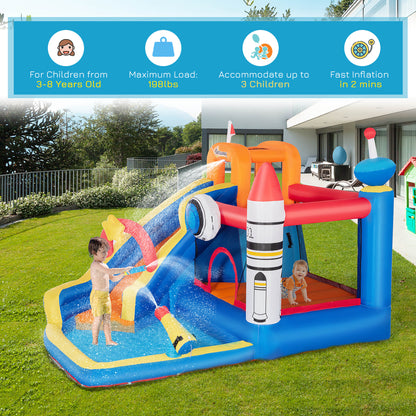 US Local 5-in-1 Kids Bounce House Inflatable Water Slide with Pool