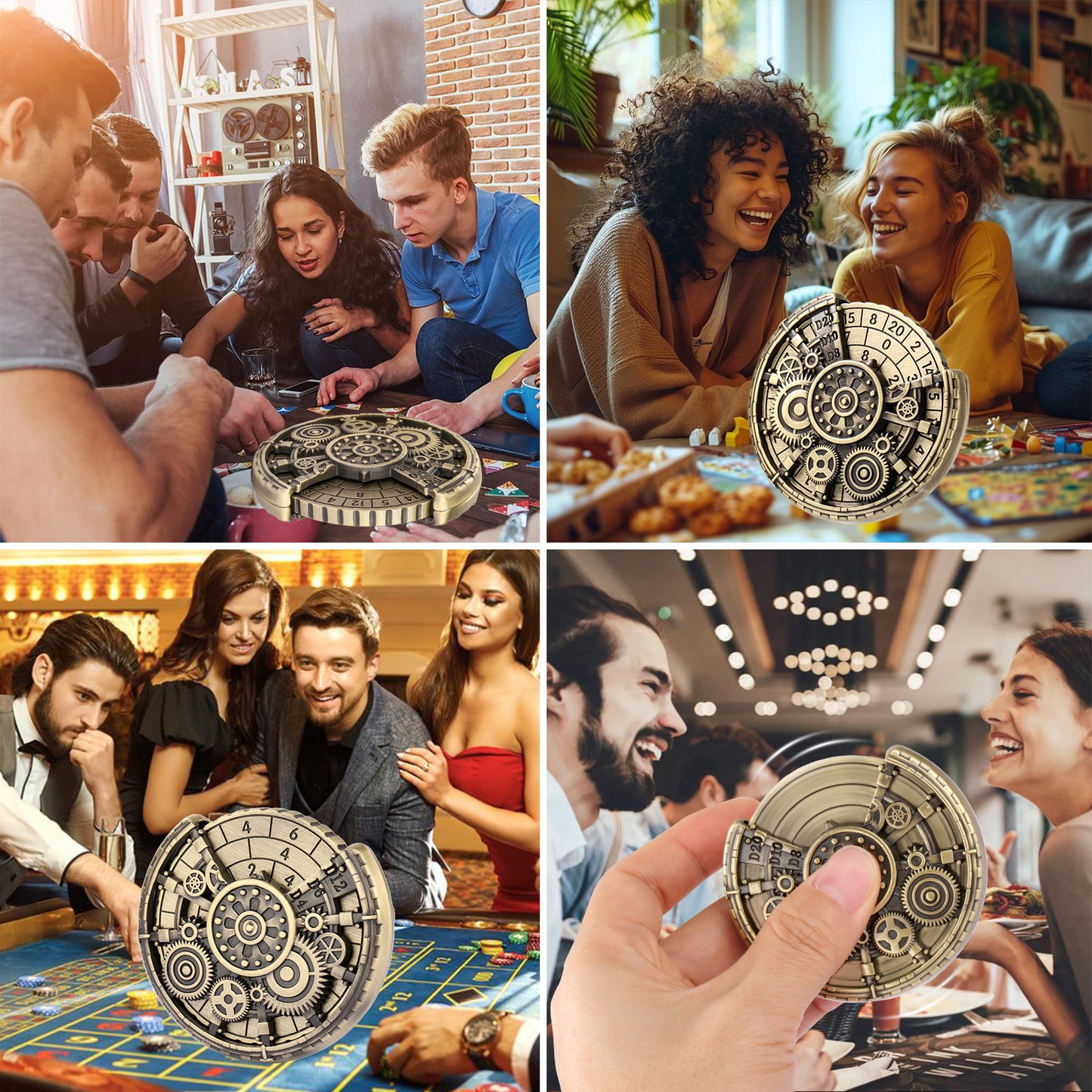 US Local Private Model Time Gear Fingertip Gyroscope Retro Wheel DND Dice Gift Box Set, Role Playing Game Dice On The Table