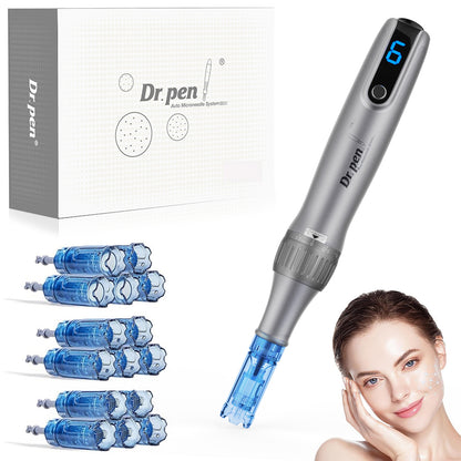 US Local Electric Microneedle Derma Roller Pen With 15pcs Replacement Kit - Microneeding 0.25 Mm Derma Roller Beauty Pen For Women Men Tools