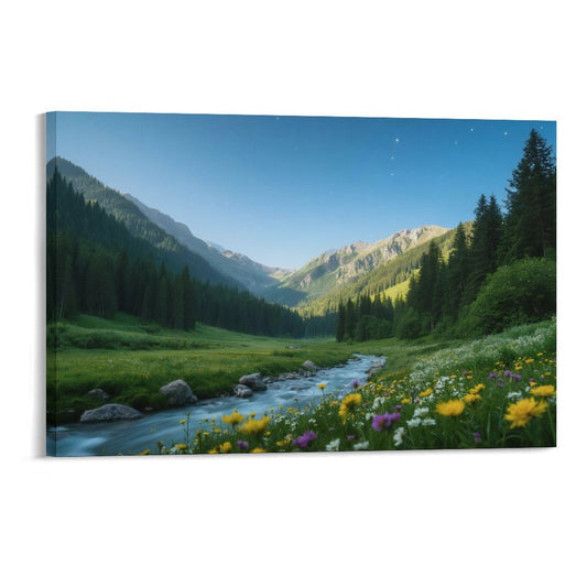 Decorative Interior Frame Painting Mountain-river-starry-summer-1