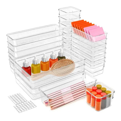 US Local 25 Pcs Clear Plastic Drawer Organizers Set