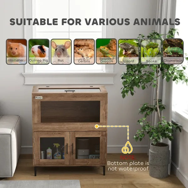 US Local 30 Gallon Stackable Reptile Tank W Storage Cabinet, Top Opening, For Bearded Dragon, Lizard, Snake, Hamster