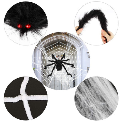 US Local 1 Pc Halloween Decorations Spider Outdoor 49inch Halloween Spider With 126 Inch Tarantula Mega Spider Web Hairy Poseable Scary Spider Outdoor Yard Creepy Decor Spider Stretch Cobweb