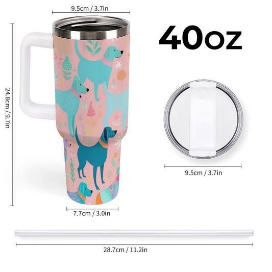 PHDT00346 POD US Local Tumbler 40 oz Large Capacity Car Cup Colored Dog, Pink