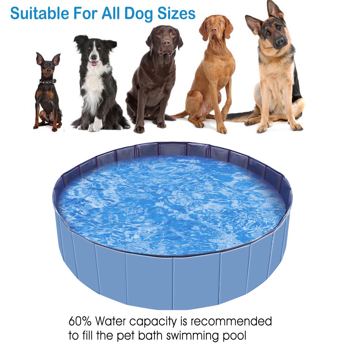 US Local 1Pc 160 X 160 X 30cm-63.0 X 63.0 X 11.8inch Foldable Pet Swimming Pool PVC  Dog Swim Pool Bathing Tub Playmat Pools