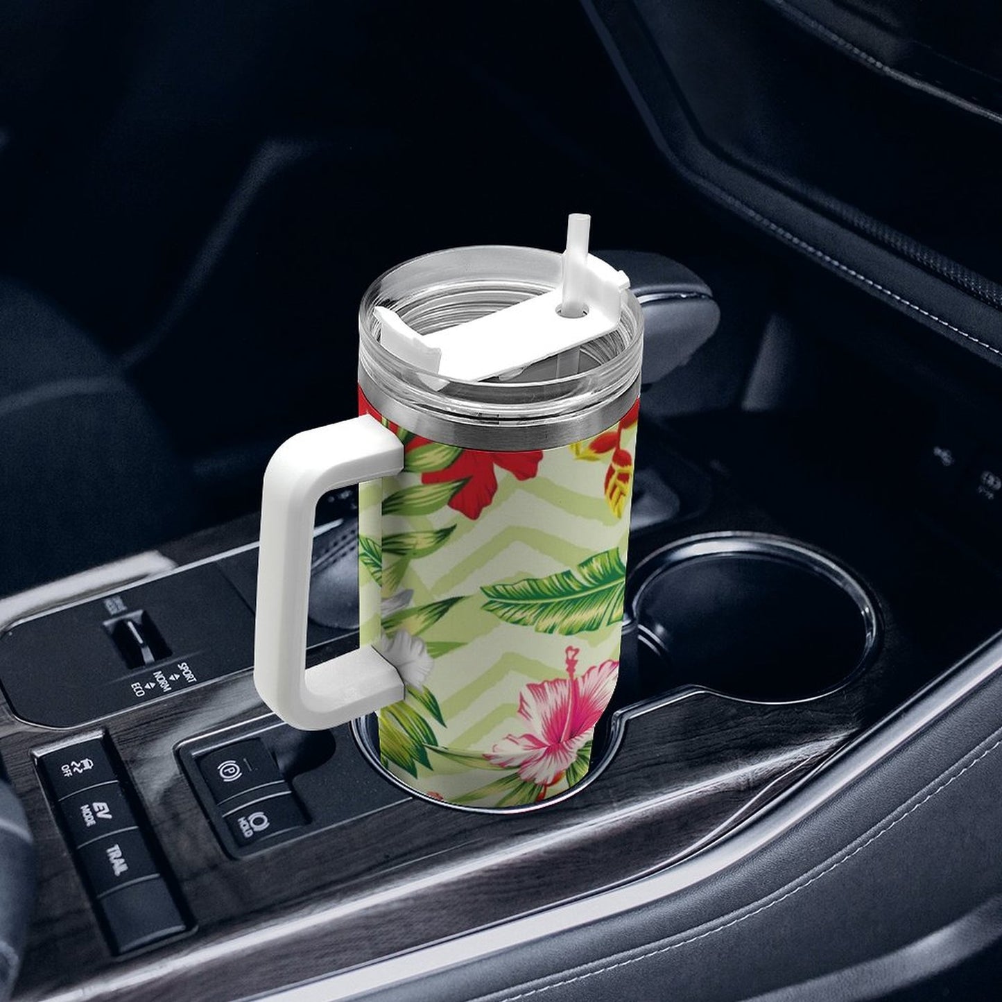 PHDT00459 POD US Local Tumbler 40 oz Large Capacity Car Cup Summer, Flowers, Green