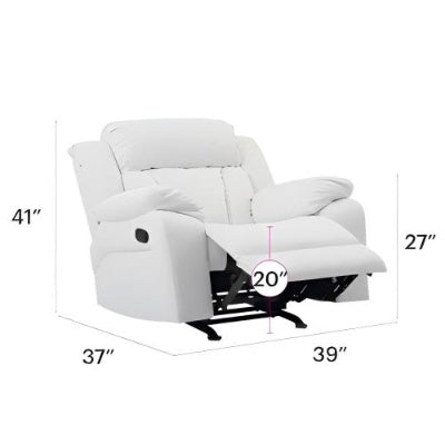 US Local Elegant White Recliner With Padded Arms
