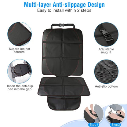 US Local 2 Packs Car Seat Protector Cushion Mat Pad With Thick Padding Protector For Child Baby Car Seat Mesh Pockets Non-slip