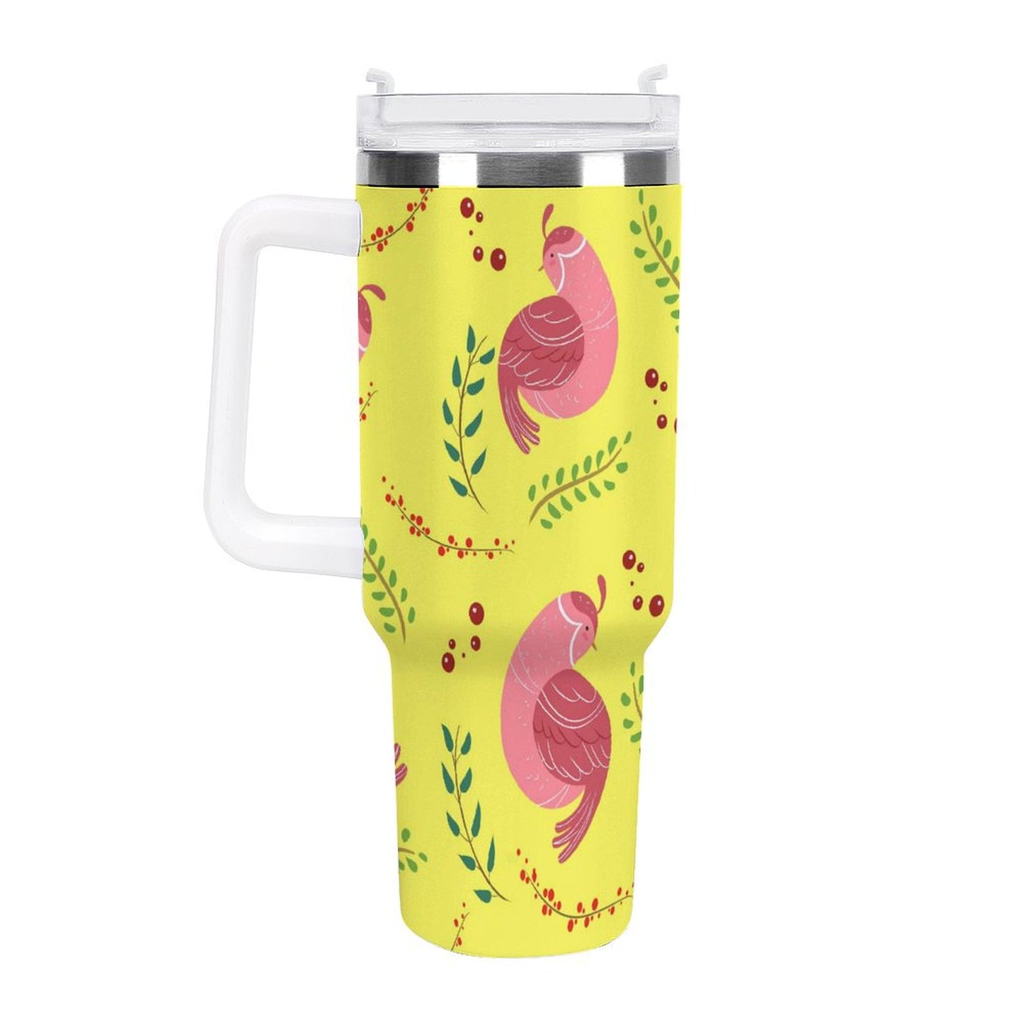 PHDT00285 POD US Local Tumbler 40 oz Large Capacity Car Cup Christmas Bird Pink Branches