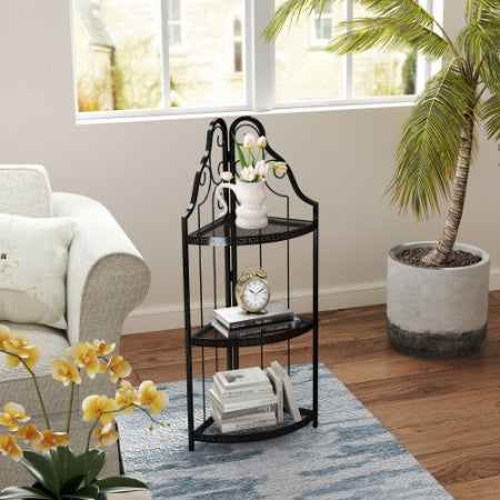 US Local 3-Tier Corner Open Shelf,Bookcase Freestanding Shelving Unit,Plant Stand Small Bookshelf For Living Room, Home Office, Kitchen, Small Space