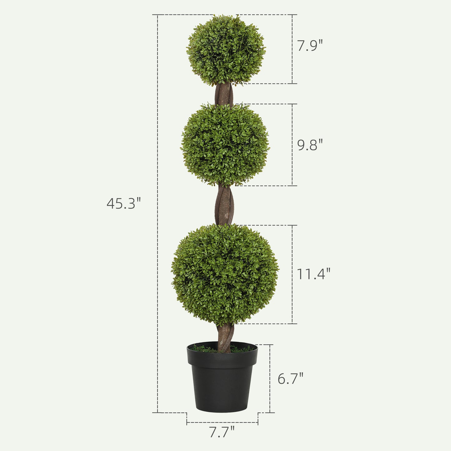 US Local Set Of 2 Artificial Ball Boxwood Topiary Trees, Fake Plants In Pots For Indoor Outdoor Living Room, Green