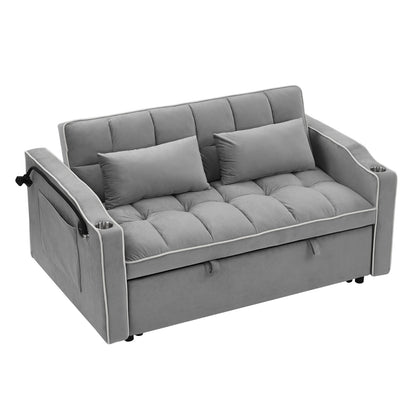 US Local 55.51 Inch Versatile Foldable Sofa Bed In 3 Lengths, Modern Sofa Sofa Sofa Velvet Pull-out Bed, Adju