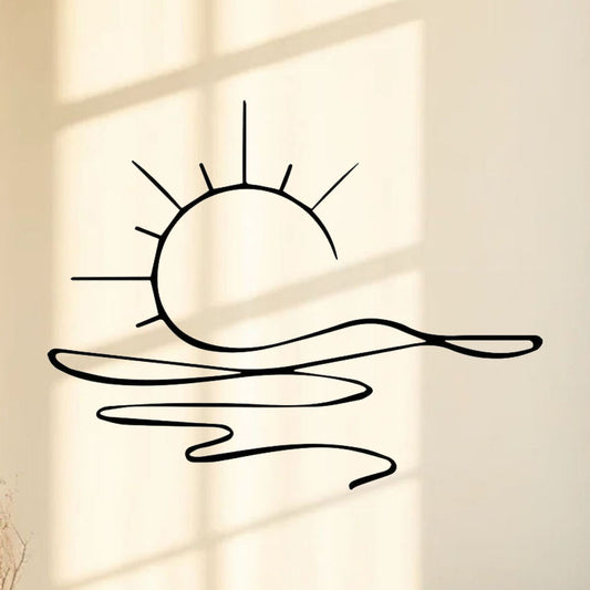 US Local Minimalist Sunrise Wall Art – Modern Metal Iron Wall Decor, Abstract Sun Line Design for Home | Elegant Housewarming & Wedding Gift, Versatile for Living Room, Bedroom, Bathroom, Kitchen & Halloween