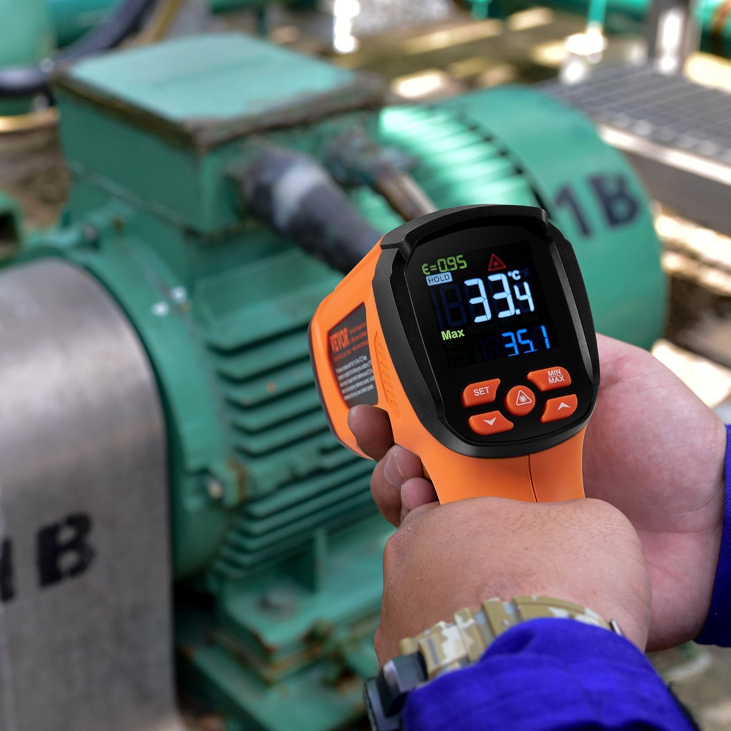 US Local Infrared Thermometer, Dual Laser Temperature Gun Non-Contact, Handheld IR Heat Temperature Gun With Adjustable Emissivity