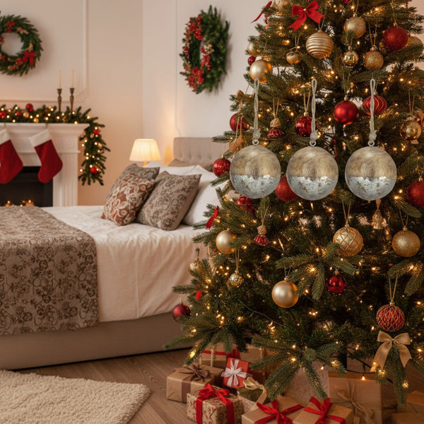 US Local 4 PCS Set Christmas Hanging Ball Ornaments Wooden Tree Decorations Festive Holiday Party Decor Xmas Tree Accessories FBA Shipment