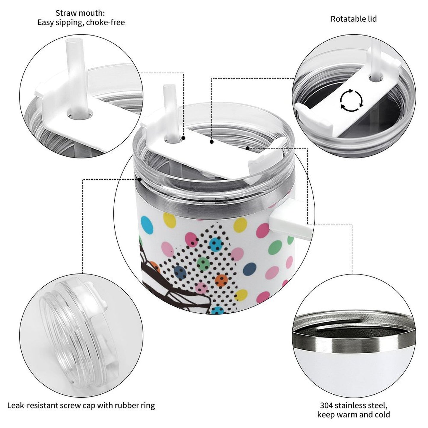 PHDT00269 POD US Local Tumbler 40 oz Large Capacity Car Cup Cat, Wave Point