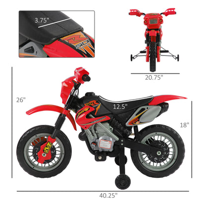 US Local Kids 6V Electric Ride-On Motorcycle With Training Wheels, Battery-Powered, Red