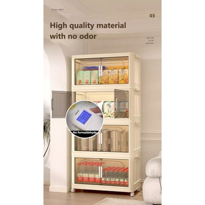 US Local Collapsible Storage Bins With Magnetic Door  Plastic Storage Cabinet With Wheels  Closet Organizers And Storage Containers