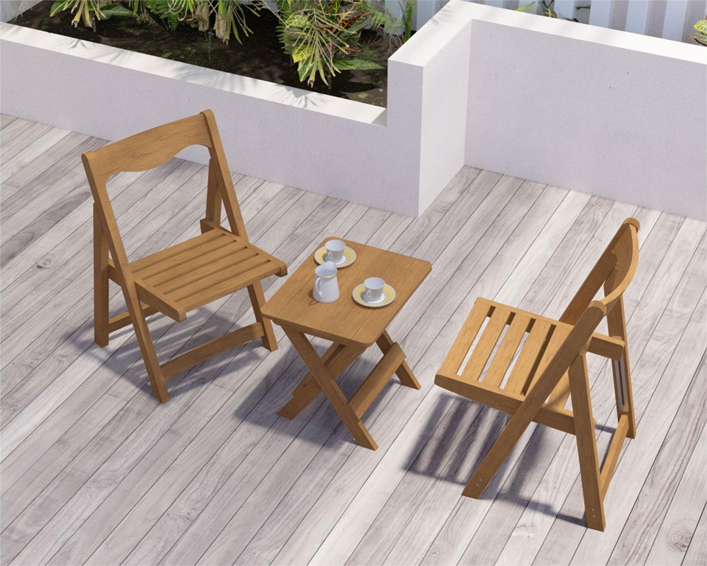 US Local HIPS Outdoor Bistro Set  Foldable Table & 2 Chairs, Rectangular Shape
