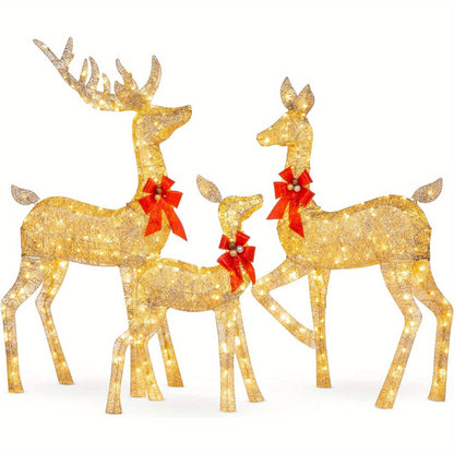 US Local Golden Christmas Reindeer Set - 3-Piece Holiday Decoration