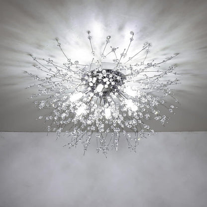 US Local Crystal Flush Mount Ceiling Light, Modern Sputnik Firework Close To Ceiling Lamp, LED Ceiling Light