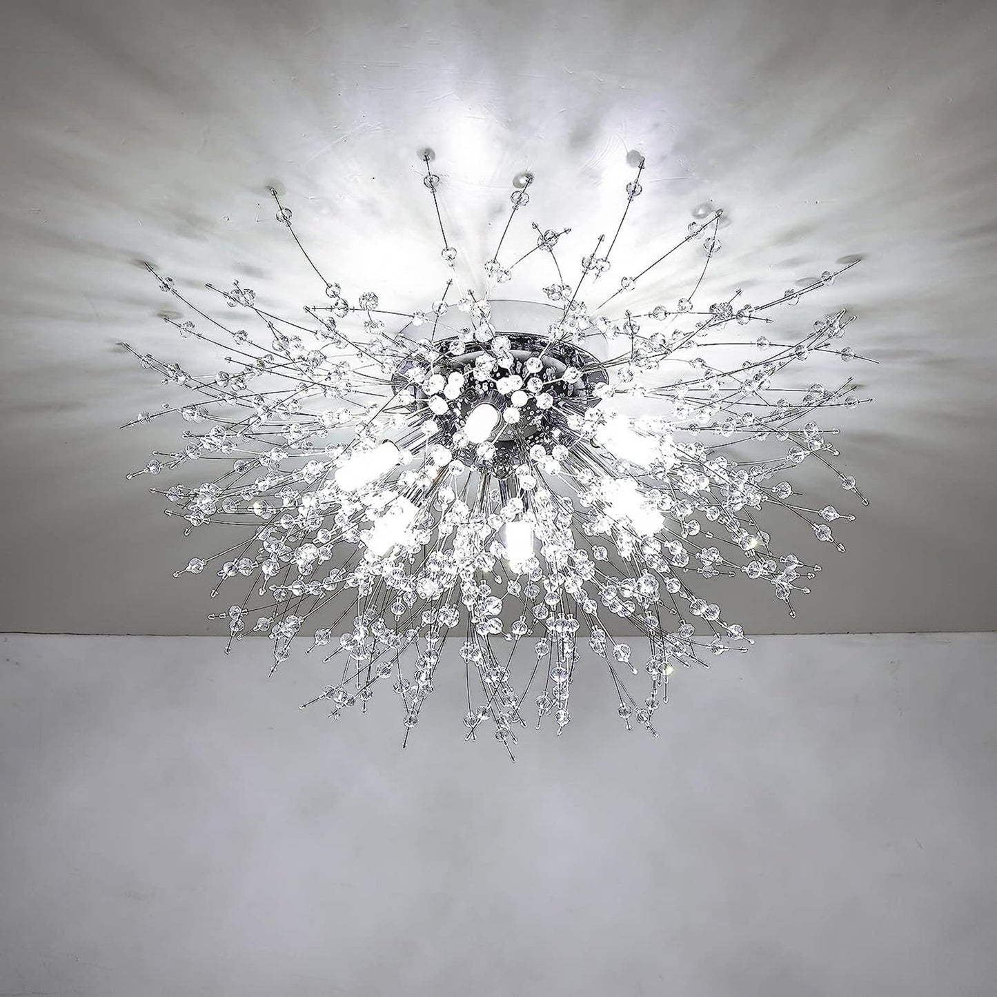 US Local Crystal Flush Mount Ceiling Light, Modern Sputnik Firework Close To Ceiling Lamp, LED Ceiling Light