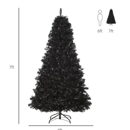 US Local 7 Ft Artificial Christmas Tree Unlit Douglas Fir With Realistic Branches And 1346 Tips, Black Halloween Style