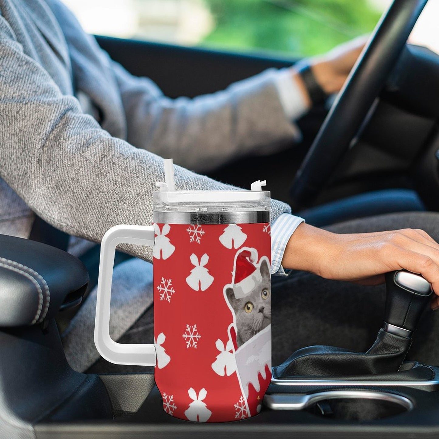 PHDT00316 POD US Local Tumbler 40 oz Large Capacity Car Cup Christmas Stocking Cat